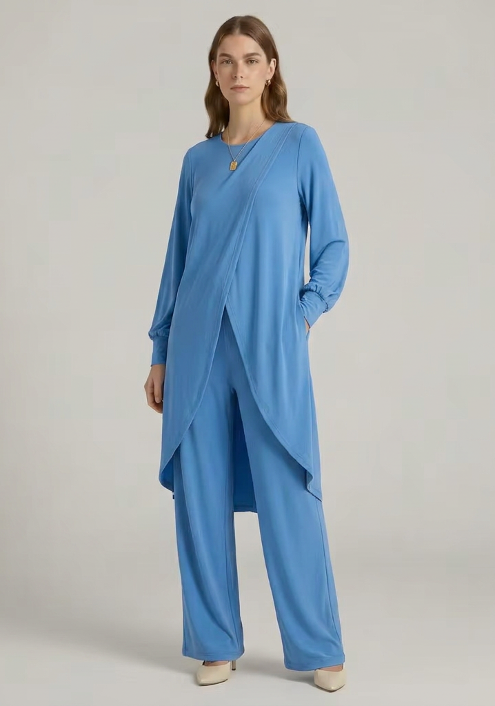Mujer Camisa y Pantalón conjunto de Manga Larga y de pierna recta diseño