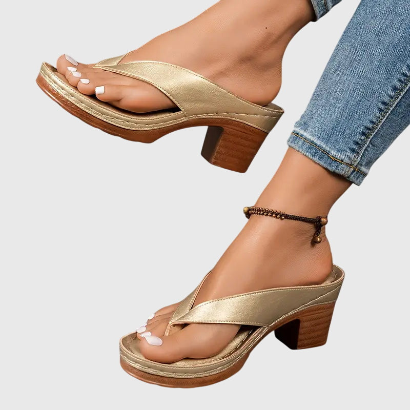 Mujer Orthopaedic Sandalias con Mid Height Heel for Summer