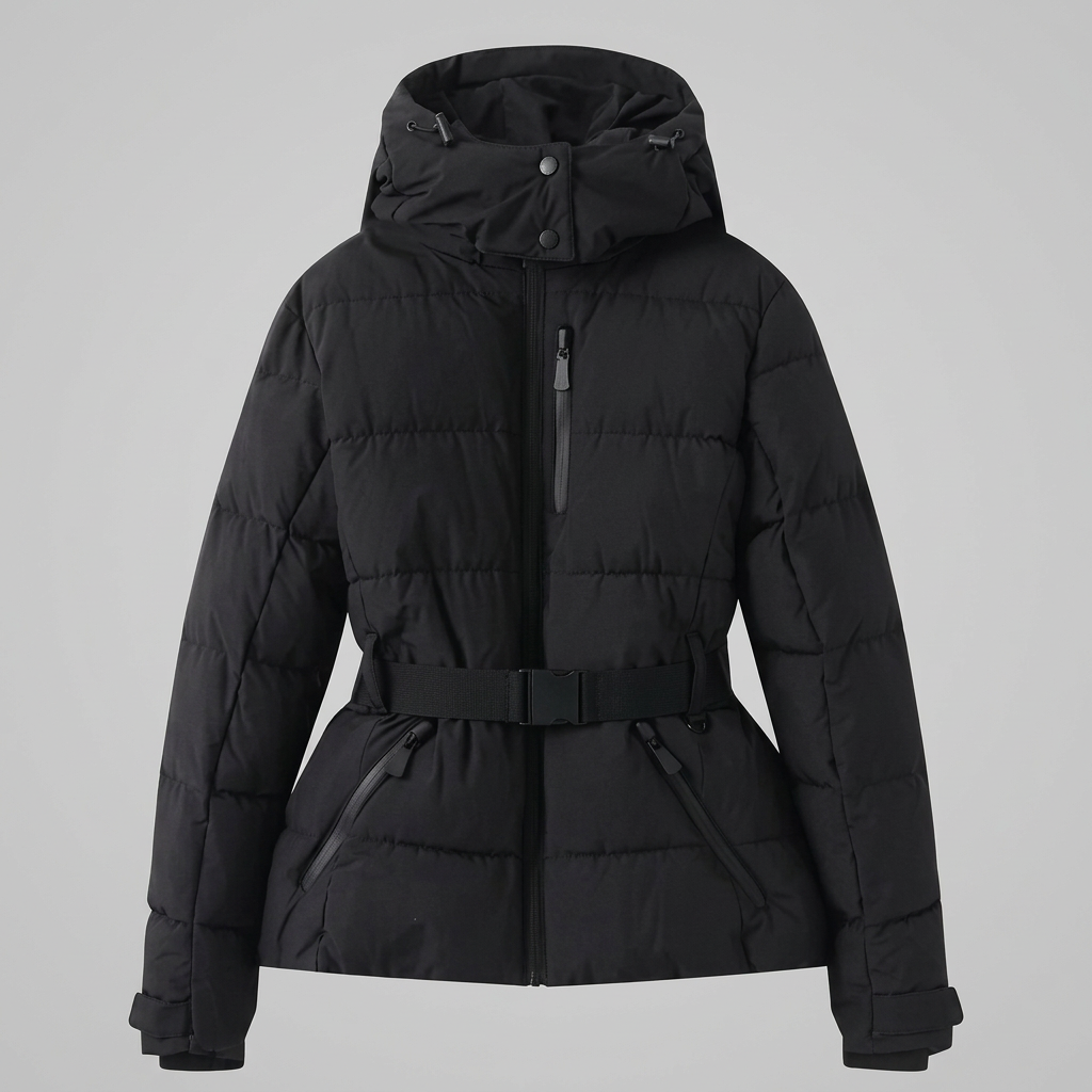 Mujer Acolchado Chaqueta Acolchada con Cinturóned cintura