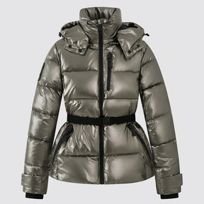 Mujer Acolchado Chaqueta Acolchada con Cinturóned cintura