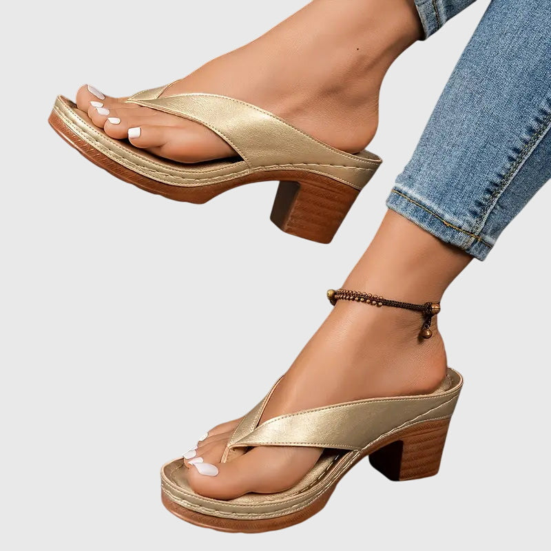 Mujer Orthopaedic Sandalias con Mid Height Heel for Summer