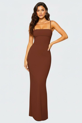 Mujer Vestido Largo con Spaghetti Straps y Open Back
