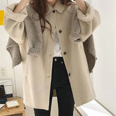 Mujer botón-Front Wool Abrigo con Classic cuello