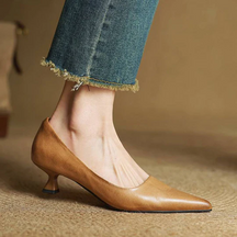 Mujer de Punta Fina de Efecto Piel Zapatos de Salón Tacón Kitten