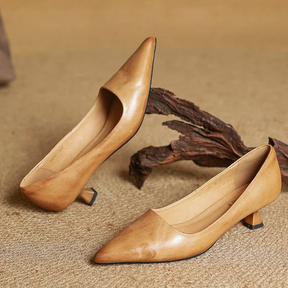 Mujer de Punta Fina de Efecto Piel Zapatos de Salón Tacón Kitten