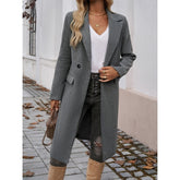 Mujer Largo Tailored Abrigo con Turndown cuello