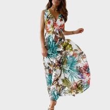 Mujer Vestido Largo con escote en V y Sin Mangas diseño