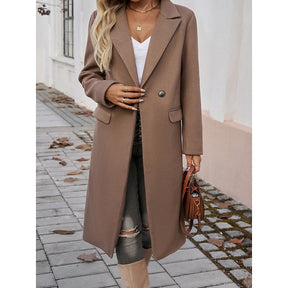 Mujer Largo Tailored Abrigo con Turndown cuello