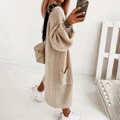 Mujer Oversize Open-Front Cárdigan con Balloon mangas